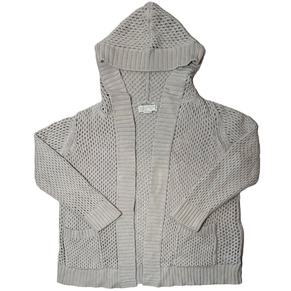 Michael Kors Women's Tan Cardigan Sweater Open Front Knit Cream Size XXL